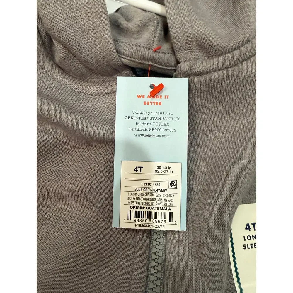Cat‎ & Jack Full-Zip Hoodie – Size 4T (NWT)